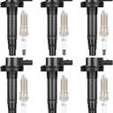 ECCPP UF553 6 ignition coils with 6 iridium Spark Plugs for ford for Lincoln Edge Flex F150 Explorer Fusion Taurus MKS MKX MKZ CX-9 3.5L 3.7L V6 2007-2017 DG-520 UF553 UF-553