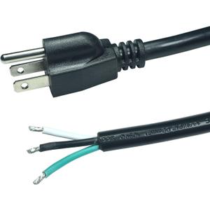 30ft 14 Gauge 3 Prong Heavy Duty Replacement Power Supply Cord Cable 110V 115V 120V Pigtail, Open Wiring End, NEMA 5-15 Plug US SJTW 14AWG (14/3), Black