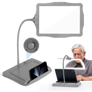 Magnifying Glass with Light and Stand 50 Ultra-Bright LEDs Grey | Large Magnifying Lamp with Light Magnifying Glass on Stand Hand-Free with 360 Flexible Gooseneck for Close Work Reading
