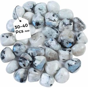 Crocon 1LB Rainbow moonstone tumbled stones and Crystals bulk 2000+ Carats natural Crystal Kit for Reiki Healing Crystal Polished, tumble stones, Chakra Balancing, Reiki Gift, Home Decor Size : 20mm (1 Pound, #02 Rainbow Moonstone Tumble)