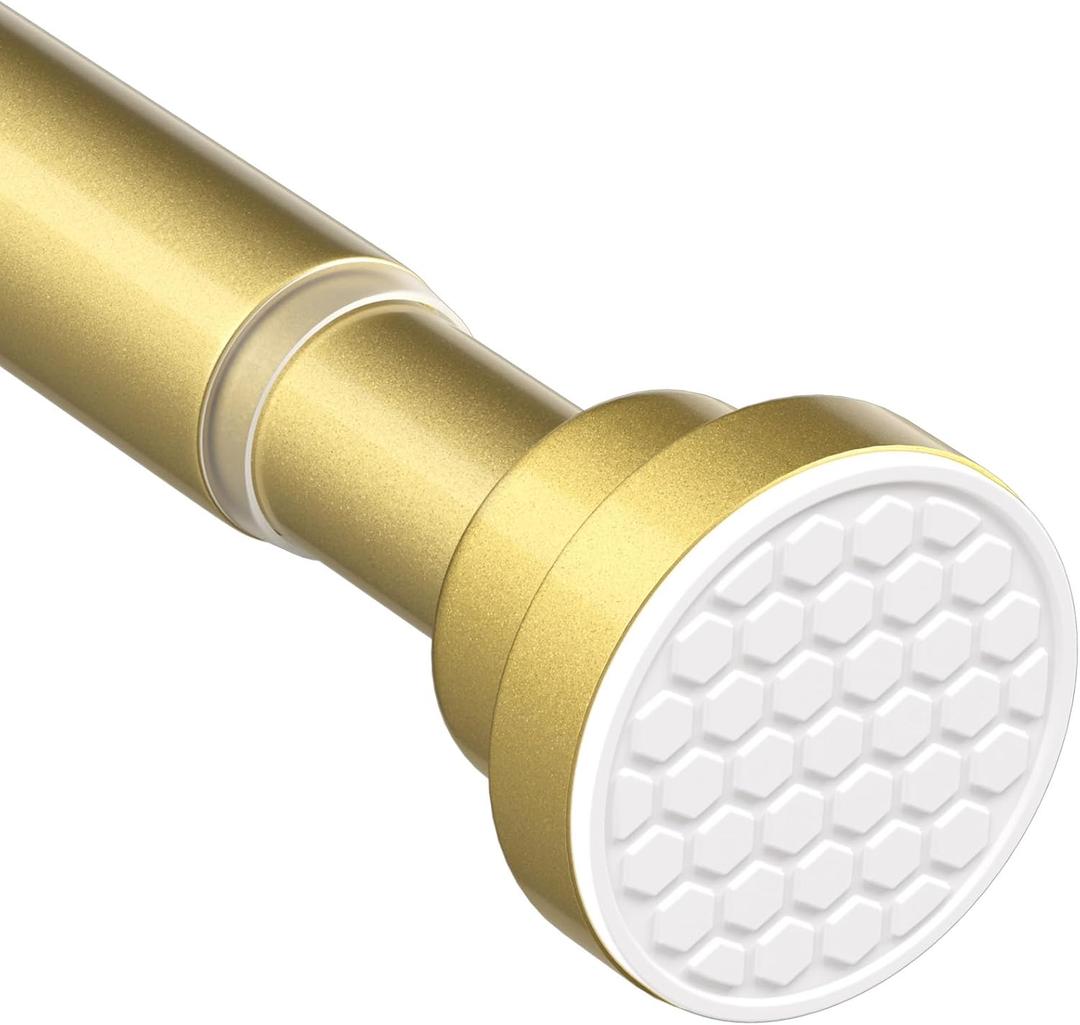 Tension Curtain Rod for Windows 28-48 Inch Curtain Rods No Drilling Gold Tension Rod Small Shower Rod Adjustable Curtain Rods for Closet, Doorway