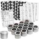 Talented Kitchen Magnetic Spice Jars For Refrigerator - 3 Oz, Stainless Steel, Set Of 12 - Spice Containers With Labels - Magnetic Travel Containers & Camper Must-Haves