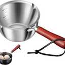 Butter Warmer Pot, Small Cast Iron Basting Pot With Wooden Handle Stainless Steel Multi Purpose Cooking Pot for Milk, Coffee(300mL)