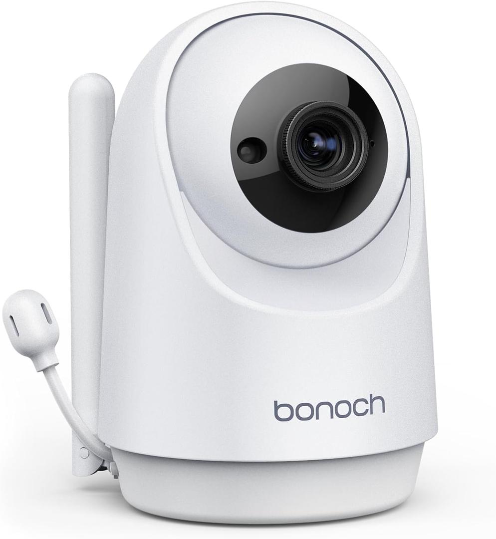 bonoch Add-on Baby Camera Unit for BBM03/ BBM05/07/09, 720p HD Video Baby Monitor Camera No WiFi, Security Split-Screen, Auto Night Vision, 4X Zoom, 2-Way Audio, Temperature Sensor, 8 Lullabies