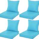 Patio Cushions for Outdoor Furniture, Fade and Weather Resistant Deep Seat and Backrest Cushion Set for Chair Sofa Couch Swing, 19x19 Inch, Teal, Set of 4