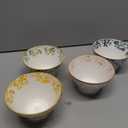 14.5oz Japanese Ceramic Bowls Set of 4, Hand-Painted Leaf Pattern Porcelain Rice Bowls with Vintage Gold Rim, Small Noodle & Soup Bowls for Asian Cuisine, Microwave & Dishwasher Safe, 4 Colors