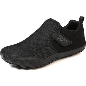 KUBUA Kids Barefoot Shoes Boys Girls Slip On Minimalist Sneakers for Walking Tennis Athletic Hiking C Black 10.5 Little Kid