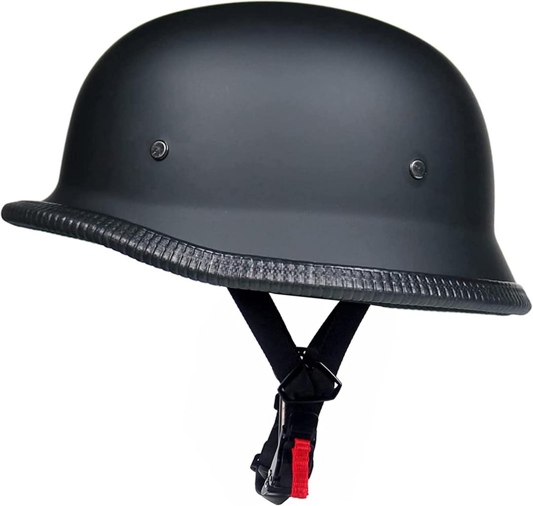 German Style Motorcycle Half Helmet, Retro Half Face Helmet for Adult Men Women Matte Black