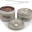 THKFISH Fishing Bait Container, Stainless Steel Insulated Live Bait Storage, Worm Bait Holder, Bait Storage Box, Nightcrawler Box, Bait Bucket to Keeps Bait Fresh and Alive (2PCS-0.6L+0.4L-Khaki)