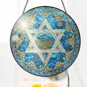 FLAGWIX Hanukkah Gifts for Women Men - Star of David Stained Glass Window Hanging 8 in - Hanukkah Sun Catcher Hanging Decor, Chanukah Suncatchers for Garden Decor, Religious Spiritual Gifts for Mom (Royal  Hanukkah Radiance)