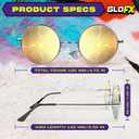 GloFX Diffraction Glasses | Hippie and Pilot Style Metal Frames with Mirror Lens and 3D Prism Rainbow Effect (Green)