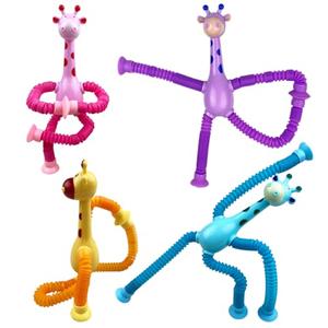 Anditoy 4 Pack Giraffe Suction Cup Pop Tubes Toys Sensory Toys for Kids Boys Girls Toddlers Christmas Stocking Stuffers Gifts