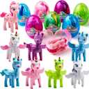 JOYIN 8 Pack Pre Filled 3.5" Easter Egg with Unicorn Deformation Toys, Easter Party Favor for Girls Toddlers Kids Egg Hunt, Basket Stuffers Filler, Classroom Prize Supplies