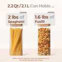 ComSaf 2.2 Qt Rectangle Glass Storage Containers with Lids, Glass Jars with Bamboo Lids, Clear Food Storage Jar, Tall Spaghetti Container, Pantry Storage Container for Pasta Flour Oats Nuts Rice
