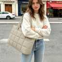 Tote Bag for Women, Puffer Work Bag 15.6 Inch Laptop Purse for Nurse Teacher Large Expandable Travel Tote Shoulder Bag