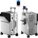 Carry on suitcase Zipperless Luggage,Polycarbonate Aluminum Hard Shell, Expandable Carry-On Suitcase with Spinner Wheels, 24 Inch Cabin