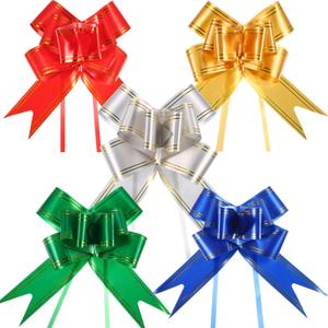 Pangda 50 Pieces Christmas Pull Bows 6 Inch Wide Gift Wrap Ribbons Gift Knot Wrapping, 5 Colors