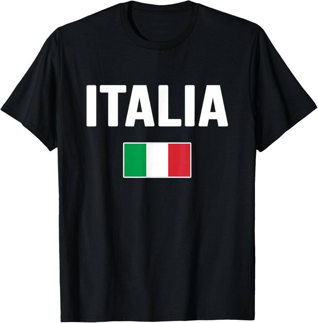 Italy Italian Flag Italia Souvenir T-Shirt (Small, Black)
