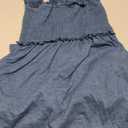 ANRABESS Womens Summer Sleeveless Maxi Dress Square Neck Smocked Boho Casual Ruffle Strap Flowy A-Line Long Beach Sundress (Medium, Blue)