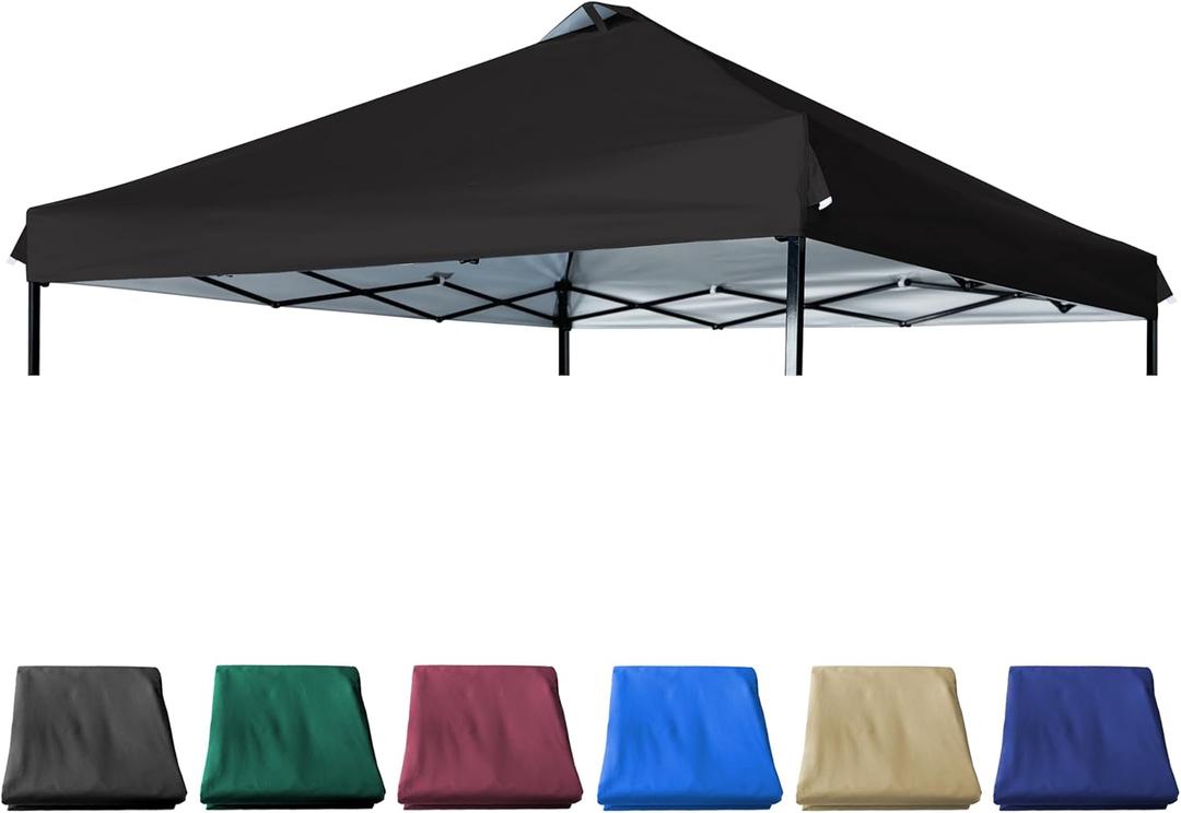 12x12 Canopy Replacement Top with Air Vent Silver Coated for Straight Leg Canopy Frame, (Black)
