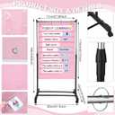 8 Pcs Adjustable Pocket Chart Stand Set Include 1 Standard Pocket Chart 6 Replacement Rings and 1 Adjustable Stand for Classrooms Home Teacher Lessons Educational Tools (Pink)