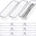Ysglory 12 Pcs Clear Plastic Drawer Organizer 9 x 3 x 2 Inches Vanity Makeup Drawer Organizer Tray Silverware Utensil Storage Organizers Bins for Kitchen Office Desk Cosmetics and Bathrooms