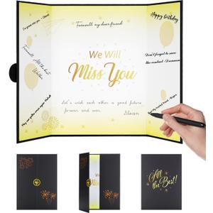Black Gold Farewell Guest Book Alternative, Farewell Gifts for Coworkers Friends, We'll Miss You Signature Board Retirement Party Decorations,Going Away, Farewell Card for Women Men