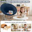 Velvet Stretch Saucer Chair Cover, (Only A Cover) Soft Round Moon Chair Cover for Adults and Kids, Removable Saucer Chair Cushion Covers for Indoor & Outdoor