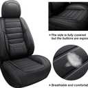 MINGBRON Seat Covers, Car Seat Covers Front Seats, Car Seat Cover, Car Seat Protector Waterproof, Car Seat Cushion Nappa Leather, Black Seat Covers Carseat Cover Universal Fit for Most Cars