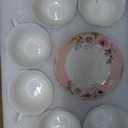 Floral Porcelain Tea Cup Set of 6 (12-Piece), 6 Cups & 6 Saucers with Rose Pattern, 6oz Scalloped Edge Coffee Cups, Dishwasher & Microwave Safe, Elegant Gift