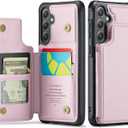 Vinich for Samsung Galaxy S25 Wallet Case with Card Holder, RFID Blocking Credit Slots Kickstand Shockproof Phone Cover for Women Men, Pink