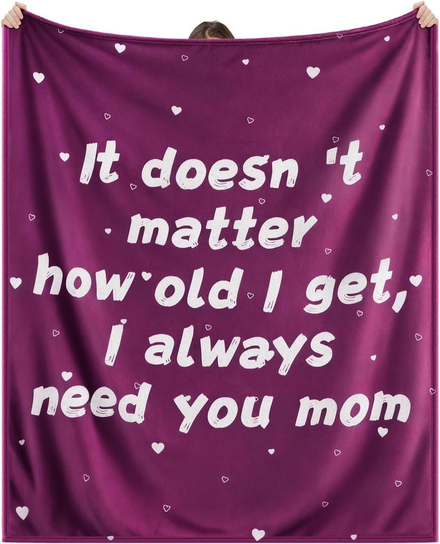 Gifts for Mom - Mom Gifts for Mother's Day Birthday Christmas - Love Mom's Blanket Soft Flannel Throw Blanket 60x50'' (Plum Purple)