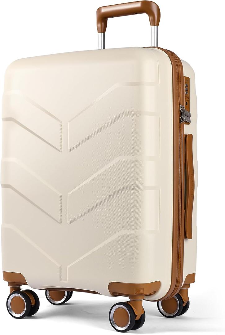 Hardside Carry On Luggage 22x14x9 Airline Approved with Spinner Wheels, Lightweight 20-inch Carry-On Suitcase for Men & Women, White