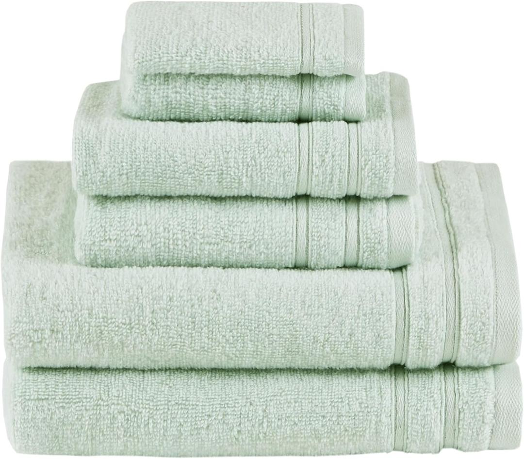 Comfort Spaces Luxury Bath Set - 6 Pieces (2 Bath Towels, 2 Hand Towels, 2 Washcloths) - 100% Cotton, Quick-Dry - Lightweight, Soft Seafoam Green