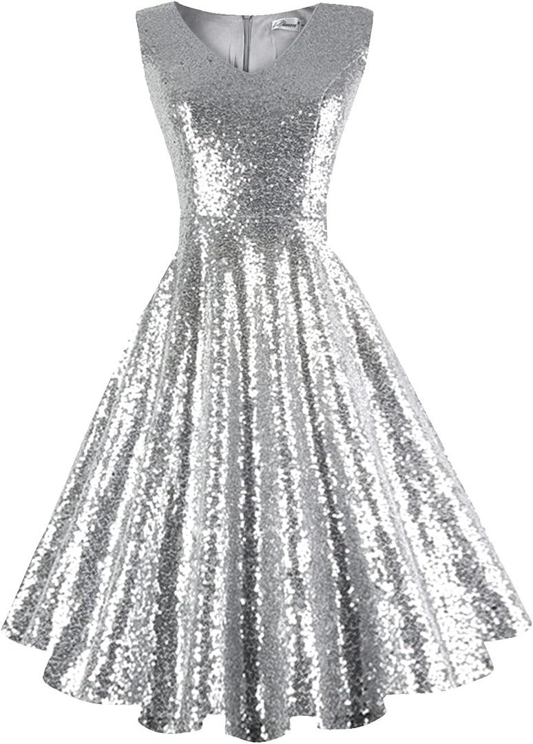 Dressever Women's 50s 60s Vintage Sleeveless Cocktail Party Dress with Pockets (3X-Large)