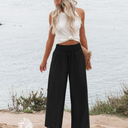 Angerella Women's Wide Leg Pants Casual High Waisted Palazzo Pants Summer Flowy Beach Lounge Trousers with Pockets