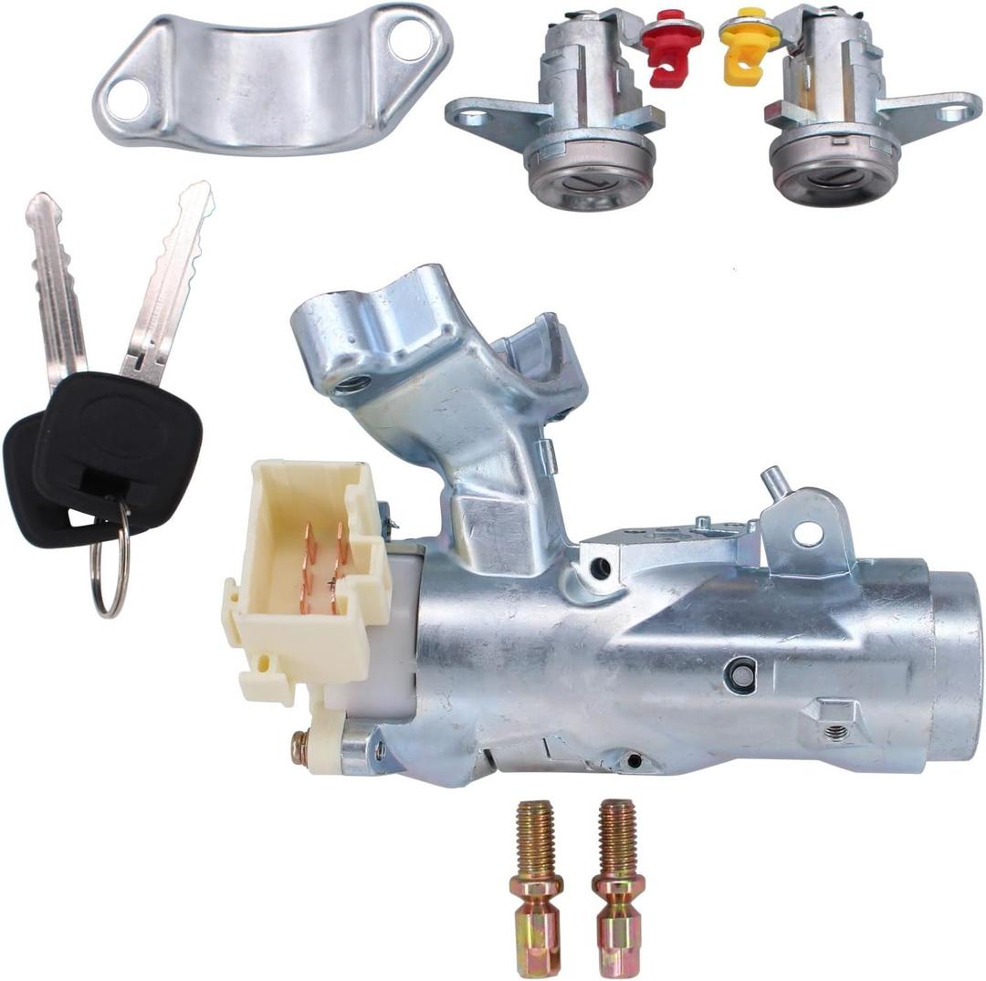 MOTOKU Set of 4 Ignition Steering Switch with Bracket Keys Left Driver Right Passenger Side Door Lock Cylinders kit for Toyota Corolla 1997-2002 RAV4 1998-2000