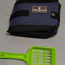 HiCaptain Portable Travel Litter Box, Foldable Cat Litter Box with Lid and Handle Standard Lightweight Collapsible Litter Carrier for Cat Travel(M,Black/Blue)