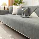 Funny Fuzzy Couch Cover,Chenille Couch Furniture Protector,Funny Fuzzy Couch Covers for Sofa,Funny Non Slip Sofa Covers,All Seasons Generic Couch Covers,27.6x70.9in-Herringbone-Grey