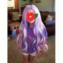 22 inches Long Rainbow Wig for Kids Girls Long Multi-color Wavy Curly, Lovely Color Synthetic Cosplay Hair Wig for Children with Hair Cap