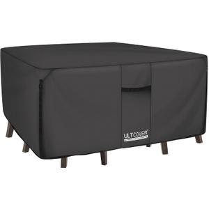 ULTCOVER 600D Tough Canvas Heavy Duty Square Patio Table and Chair Cover - Waterproof Outdoor General Purpose Furniture Covers 86 inch, Black