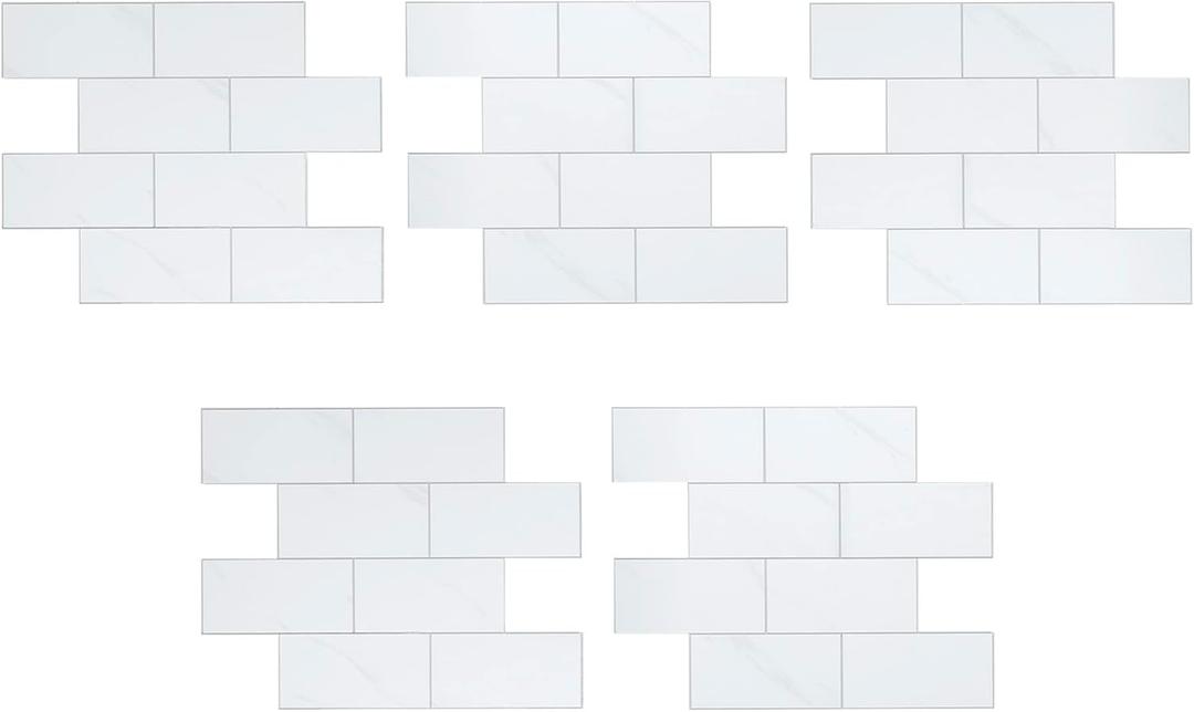 Aspect Peel and Stick Collage Tile in Carrara Subway (5 Pack)