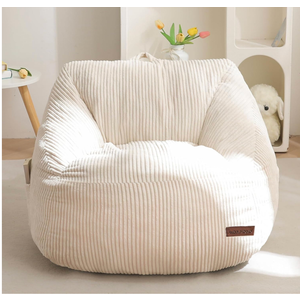 MAXYOYO Kids Bean Bag Chair, Bean Bag Couch with Handle, Comfy Toddler Chair for Boys and Girls, Accent Sofa Chair with Pocket for Gaming Reading Relaxing, Beige