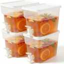 BEWBBAT 4 Pack 1.3 Gallon Drink Dispenser with Spigot for Fridge, Leakproof Plastic Water Container Fridge Beverage Dispenser Ice Juice Dispenser with Spigot for Home Party Restaurant Bar Buffet