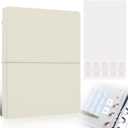 Refillable A5 Binder 6 Ring Cover for Planner Journal Budget Notebook Making with 300 PCS Binder Sheet Converter Sticker, Loose Leaf Cover with 20mm Inner Diameter Ring (Smooth-Beige)