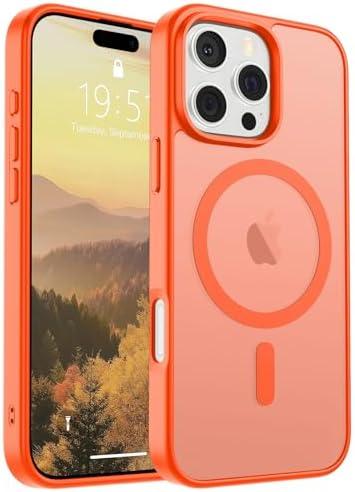 SUPFINE Magnetic for iPhone 16 Pro Case (Compatible with MagSafe) (Military Grade Drop Protection) Slim Translucent Matte Shockproof with Anti-Fingerprint Phone Case,Orange