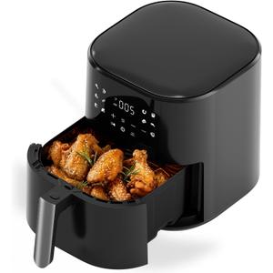 Qido Air Fryer, 5.28 QT Square Airfryer with Visual Window, 400°F Fast Heating Air Fryers Oven with One-Touch Presets, Auto-Off, Dishwasher-Safe Nonstick Basket, Multiple 8 in 1 Function, Light Black, 5 QT without window