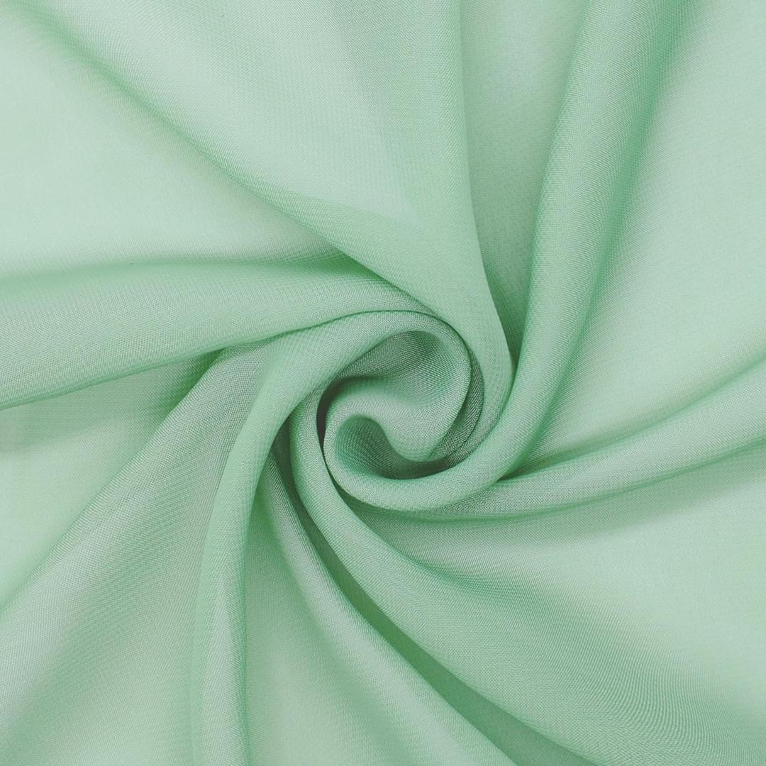 58" Solid Color Chiffon Fabric Rustic Sheer Bridal Wedding Party Decorations Backdrop, Sage Green, 5 Yards
