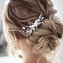Unicra Bride Silver Wedding Hair Comb Flower Bridal Side Comb Sparkly Crystal Hair Piece Leaf Hair Accessorie for Women and Girls