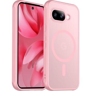 SPIDERCASE Magnetic for Google Pixel 9A Case, Military Grade Drop Protection Slim Translucent Matte Shockproof Anti-Fingerprint Phone Case for Pixel 9A, Pink